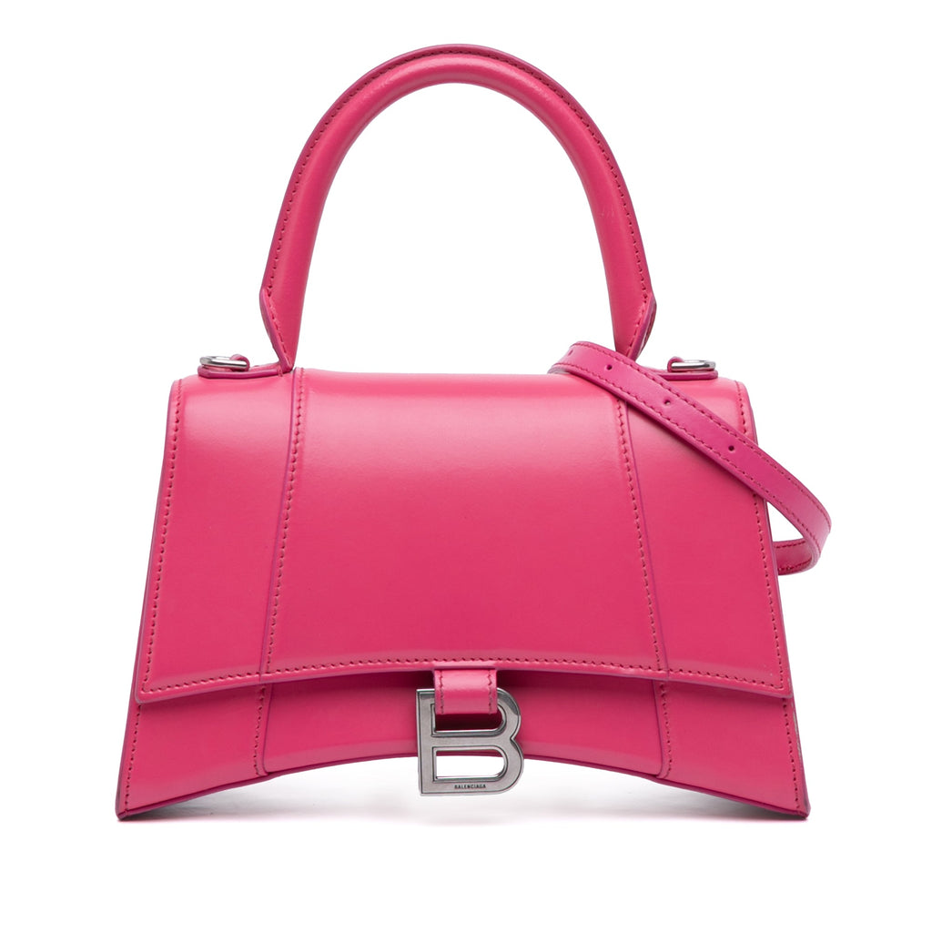 Small Shiny Box Calfskin Hourglass Satchel