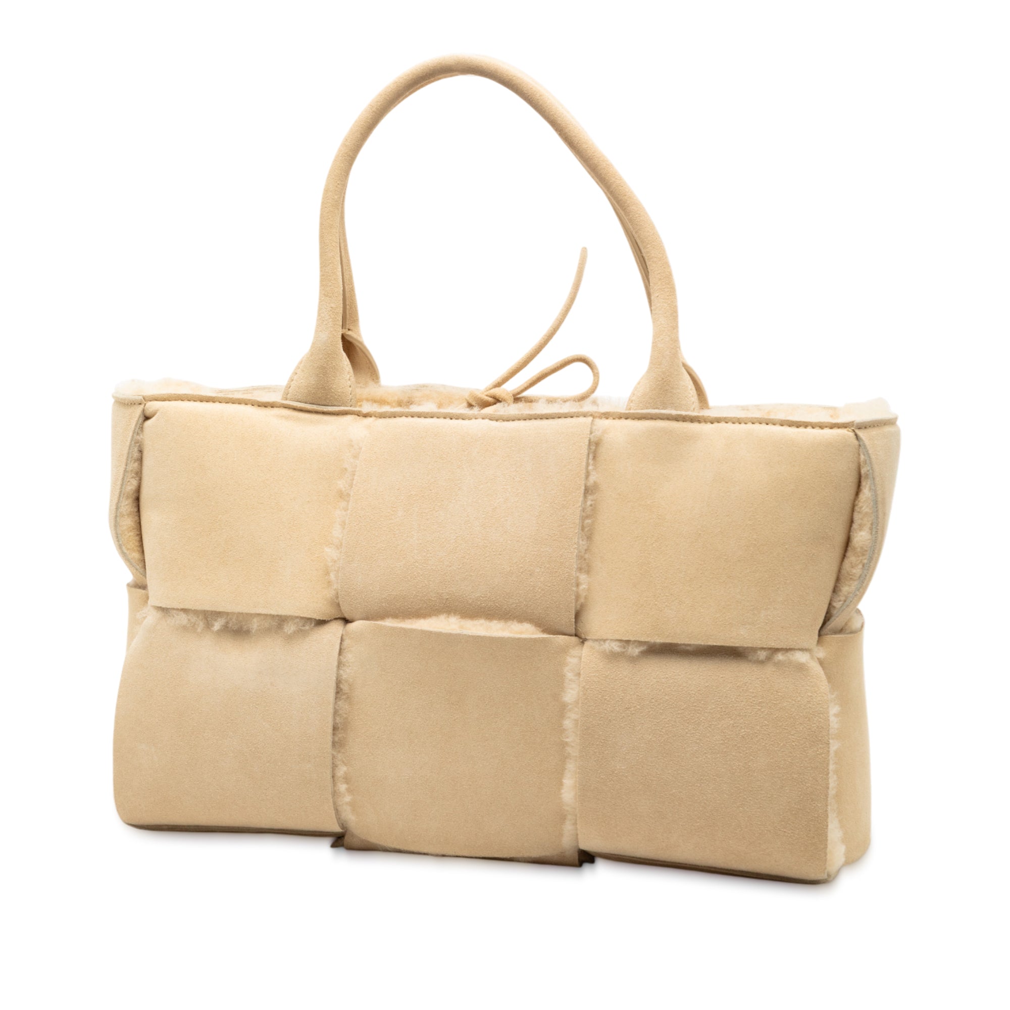 Small Suede and Shearling Maxi Intrecciato Arco Tote