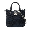 Matelasse Denim Crystal Satchel