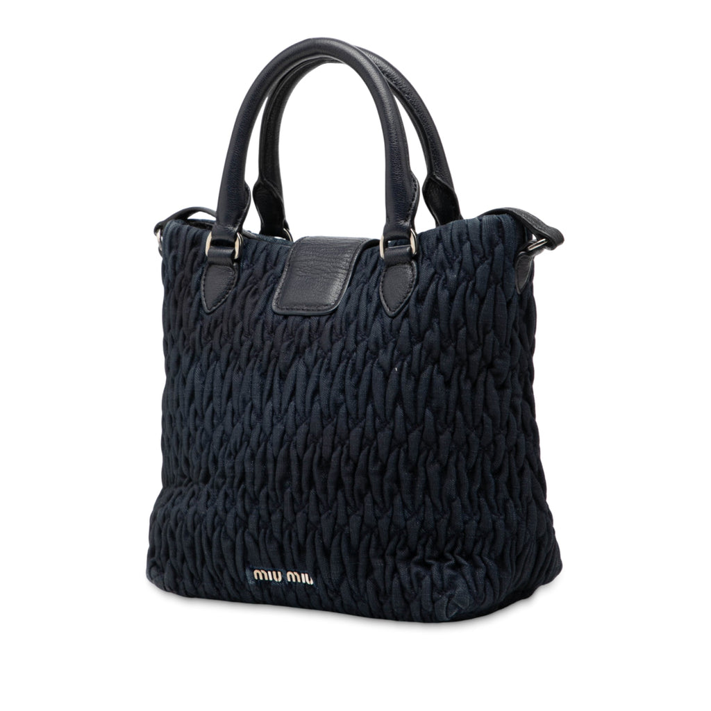 Matelasse Denim Crystal Satchel