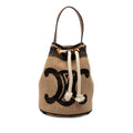 Small Triomphe Raffia Drawstring Bucket Bag