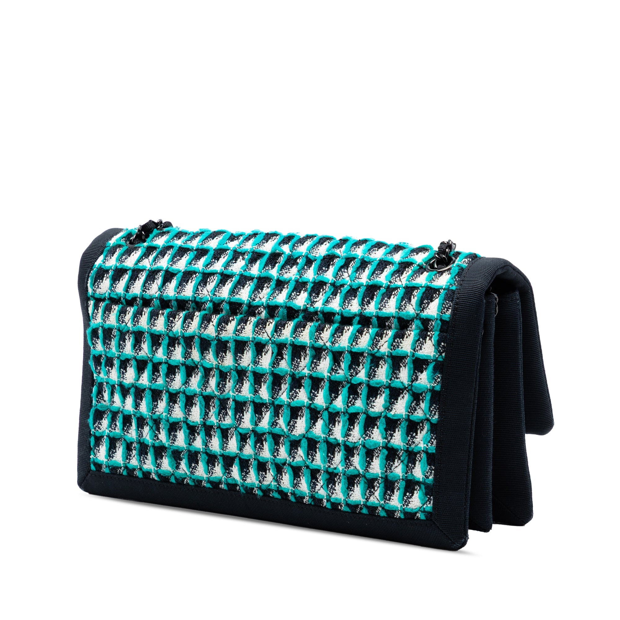 CC Multicolor Quilted Tweed Accordion Houndstooth Flap