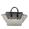 Small Bicolor Canvas and Calfskin Tie Knot Handbag