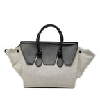 Small Bicolor Canvas and Calfskin Tie Knot Handbag