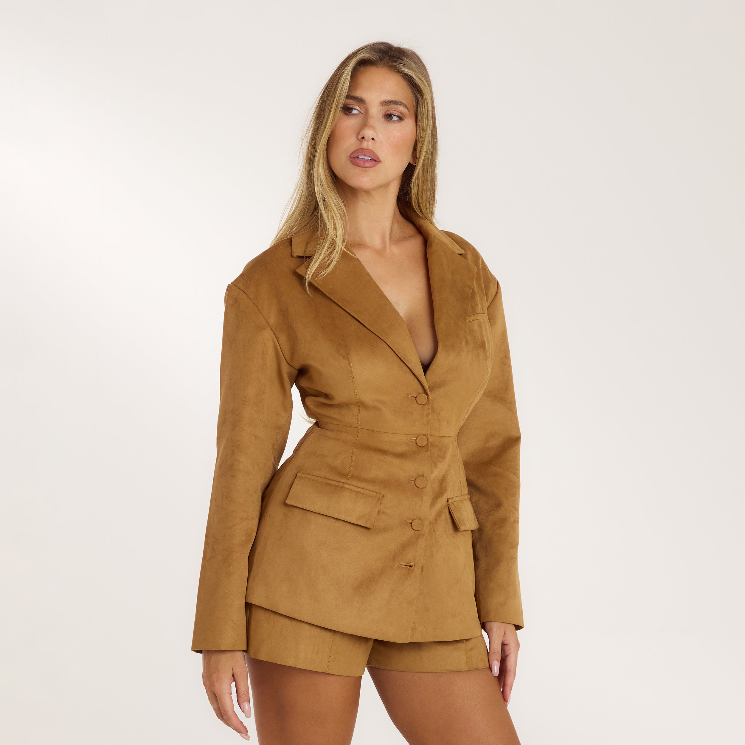 Lounge Underwear Suedette Blazer - Tan