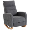 Modern Upholstered Rocking Chair with Retractable Footrest and High Back, Grey