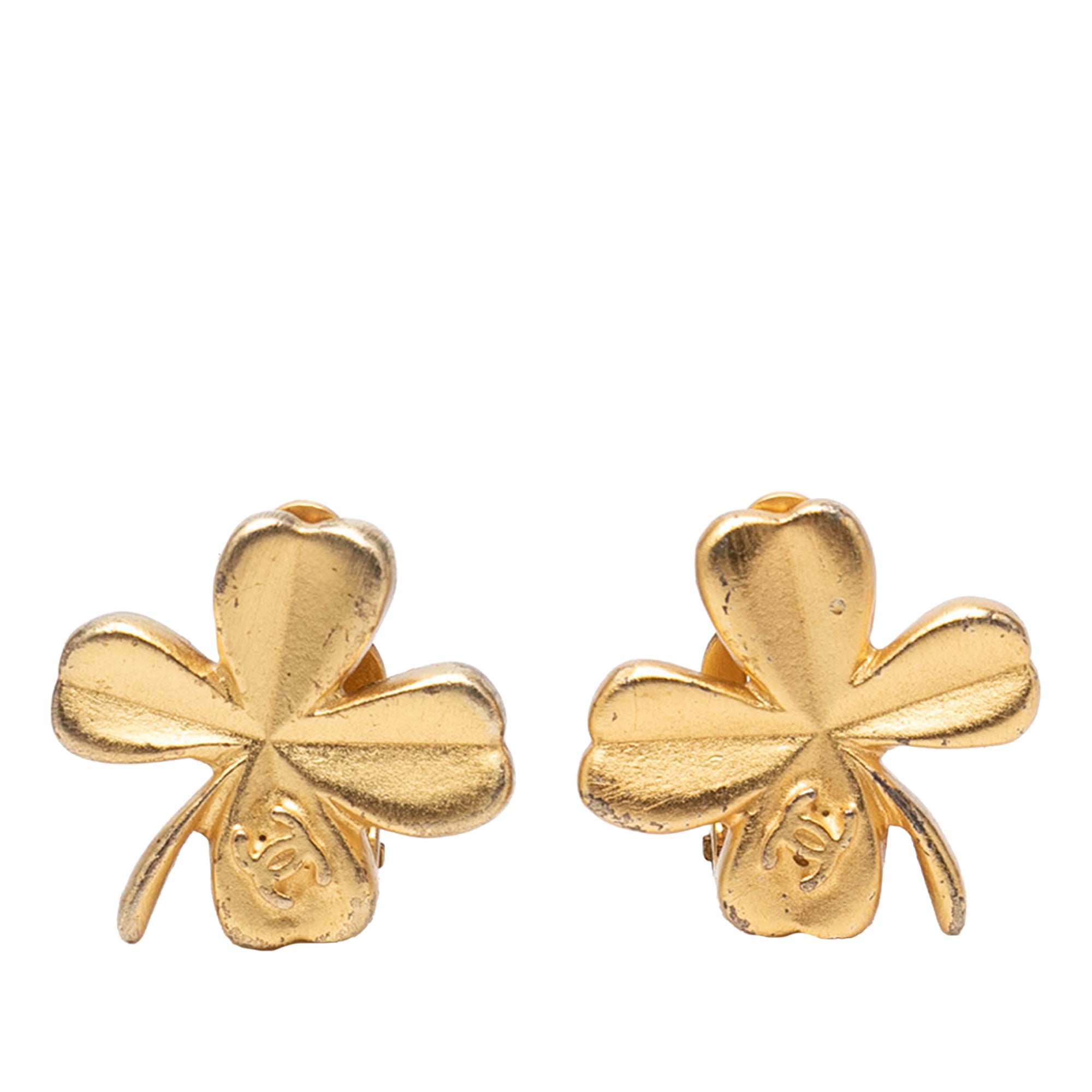 CC Gold Plated Clover Clip On Earrings