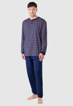 Pijama Hombre Largo Tapeta Algodón Punto Rayas - Azul 5309_39