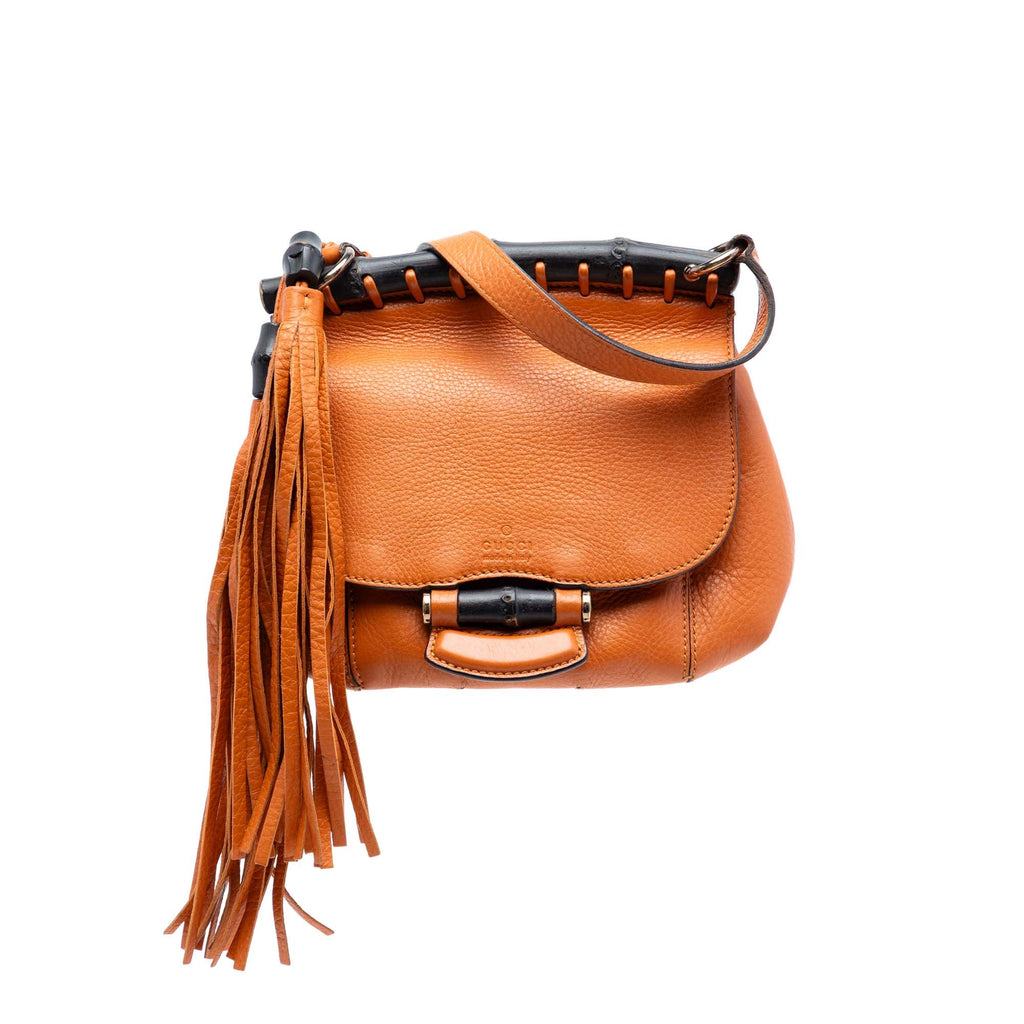 Small Leather Bamboo Nouveau Fringe Crossbody