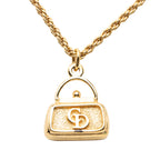 Gold Plated CD Logo Bag Pendant Necklace