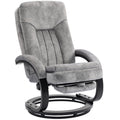 Plush Velvet Upholstered Swivel Recliner Chair with Footrest, Manual Recliner Armchair for Living Room, Grey