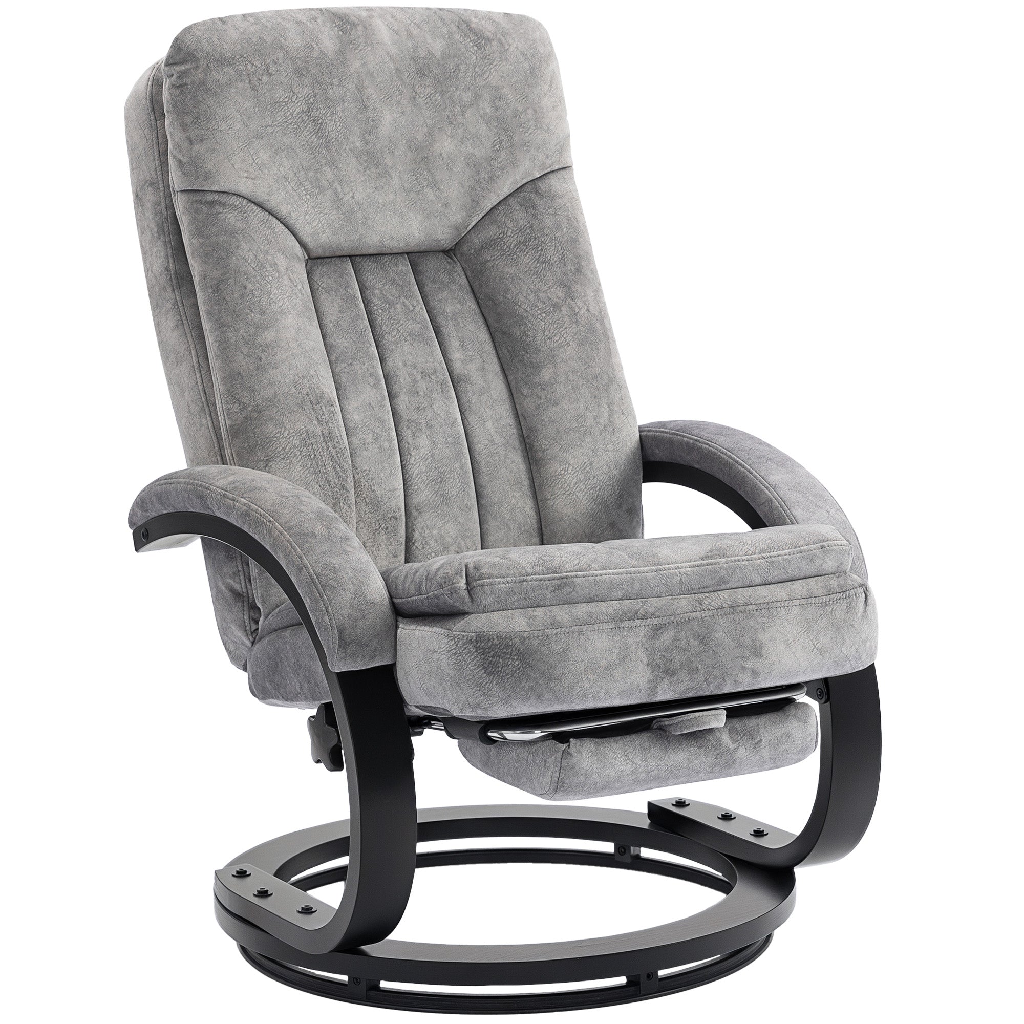 Plush Velvet Upholstered Swivel Recliner Chair with Footrest, Manual Recliner Armchair for Living Room, Grey