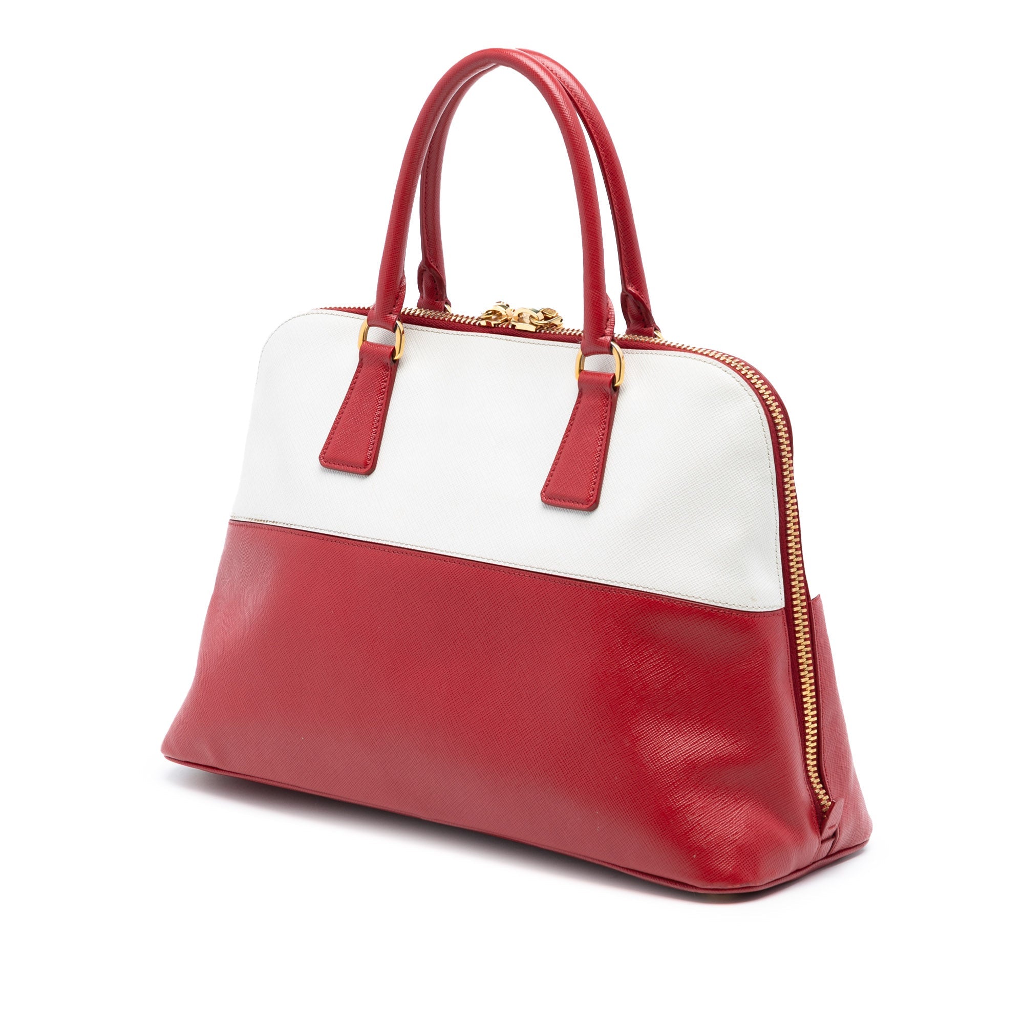 Medium Bicolor Saffiano Lux Promenade Satchel