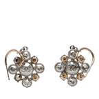 CC Silver Plated Crystal Rhinestones Dangle Push Back Earrings
