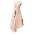 Long Sleeve Asymmetric Cotton Beige Dress | PR Sample