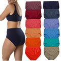 FEVI | Pack de 12 Bragas Tiro Alto | 12 Colores Diferentes | Para Uso Diario