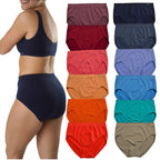 FEVI | Pack de 12 Bragas Tiro Alto | 12 Colores Diferentes | Para Uso Diario