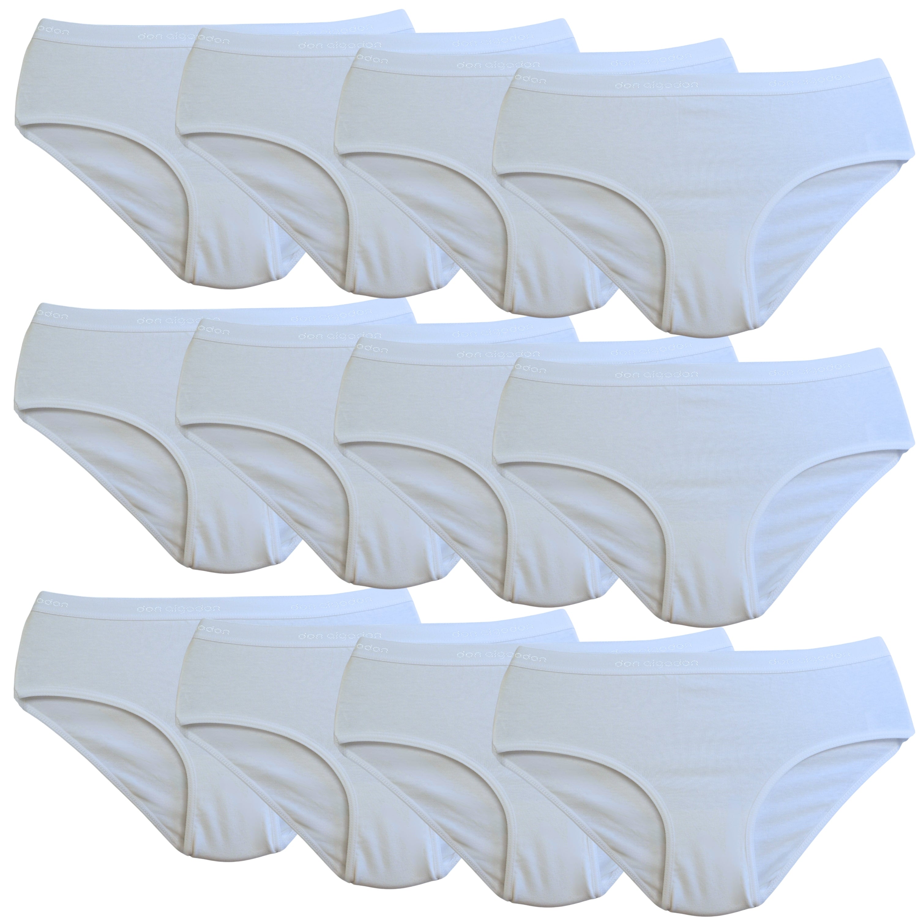Don Algodon Kids | Pack de 12 Braguitas Lisas para Niña | Transpirables