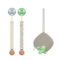 Kit Nenina & Co Gris + Oliva | 2 Chupetes + 2 Chupeteros + Guardachupete