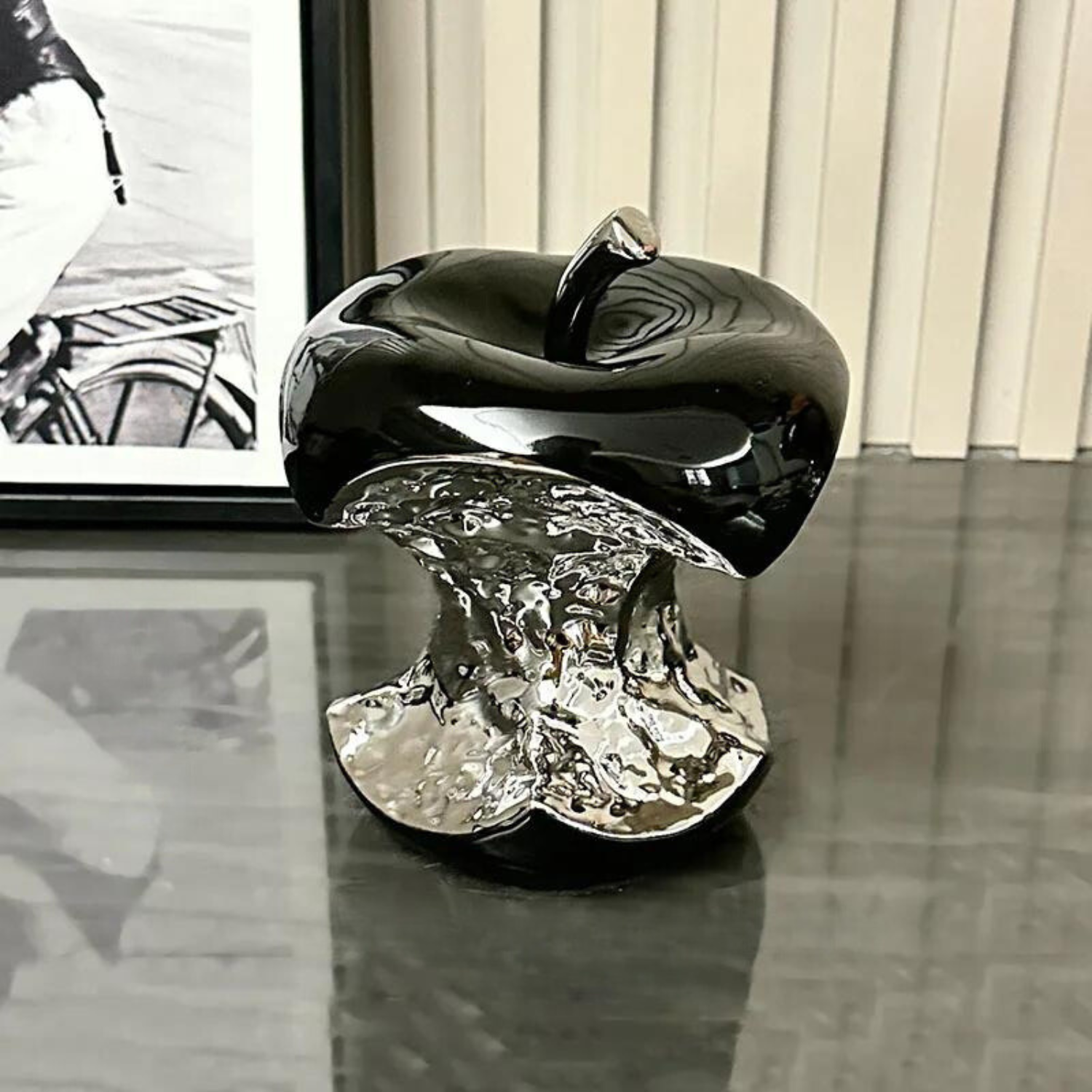 ArtZ® Ceramic Apple Sculpture - Medium: Height 5.7 inch; Width 4.7 inch (14.5 x 12 cm)