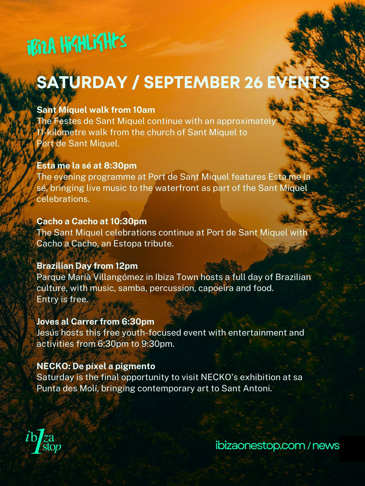 Saturday, September 26 in Ibiza Brings Brazilian Day, a Medieval Sea Fair, Sant Miquel Celebrations and More