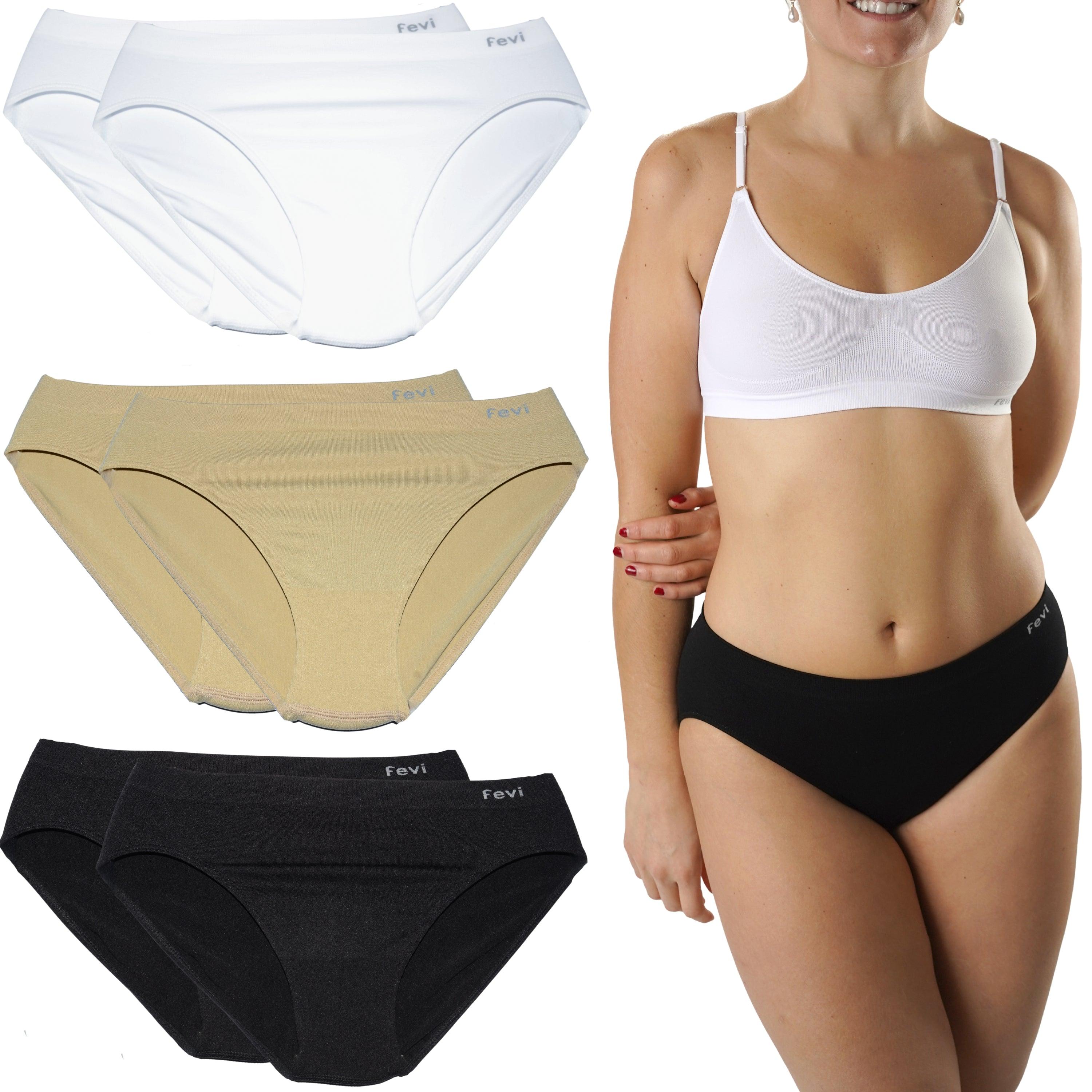 FEVI | Pack de 6 Braguitas Tiro Medio en 1 o 3 Colores Diferentes: Blanco, Negro y Beige | Talla única M-L