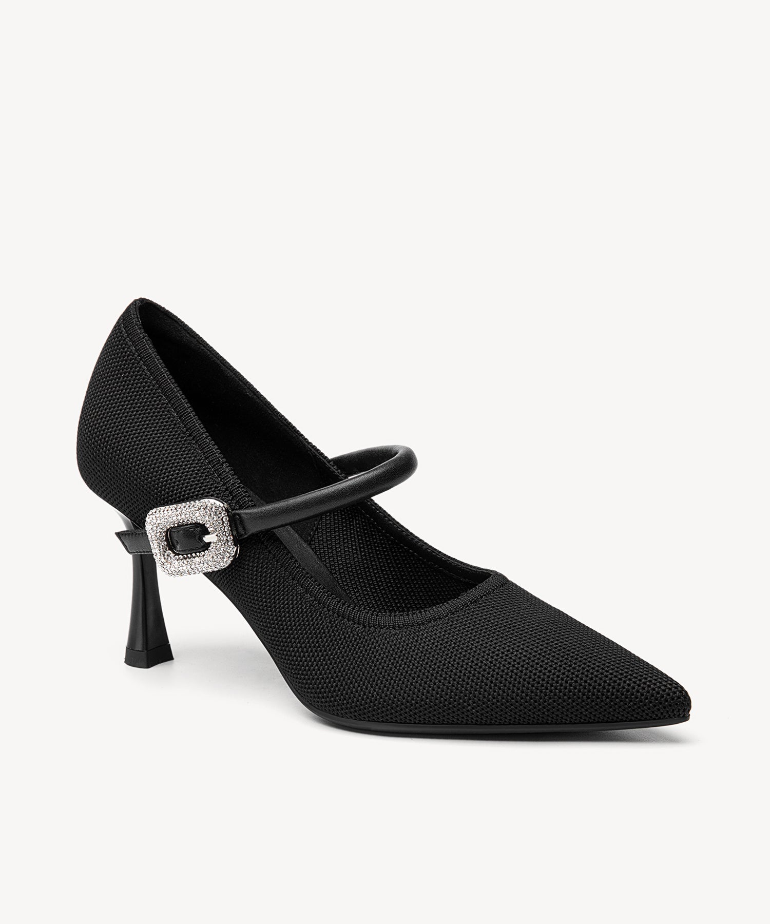 EternalPace Shimmer Buckle Pointed Toe Heeled Pump - Black / US 7.5 | EU 38 | UK 5.5