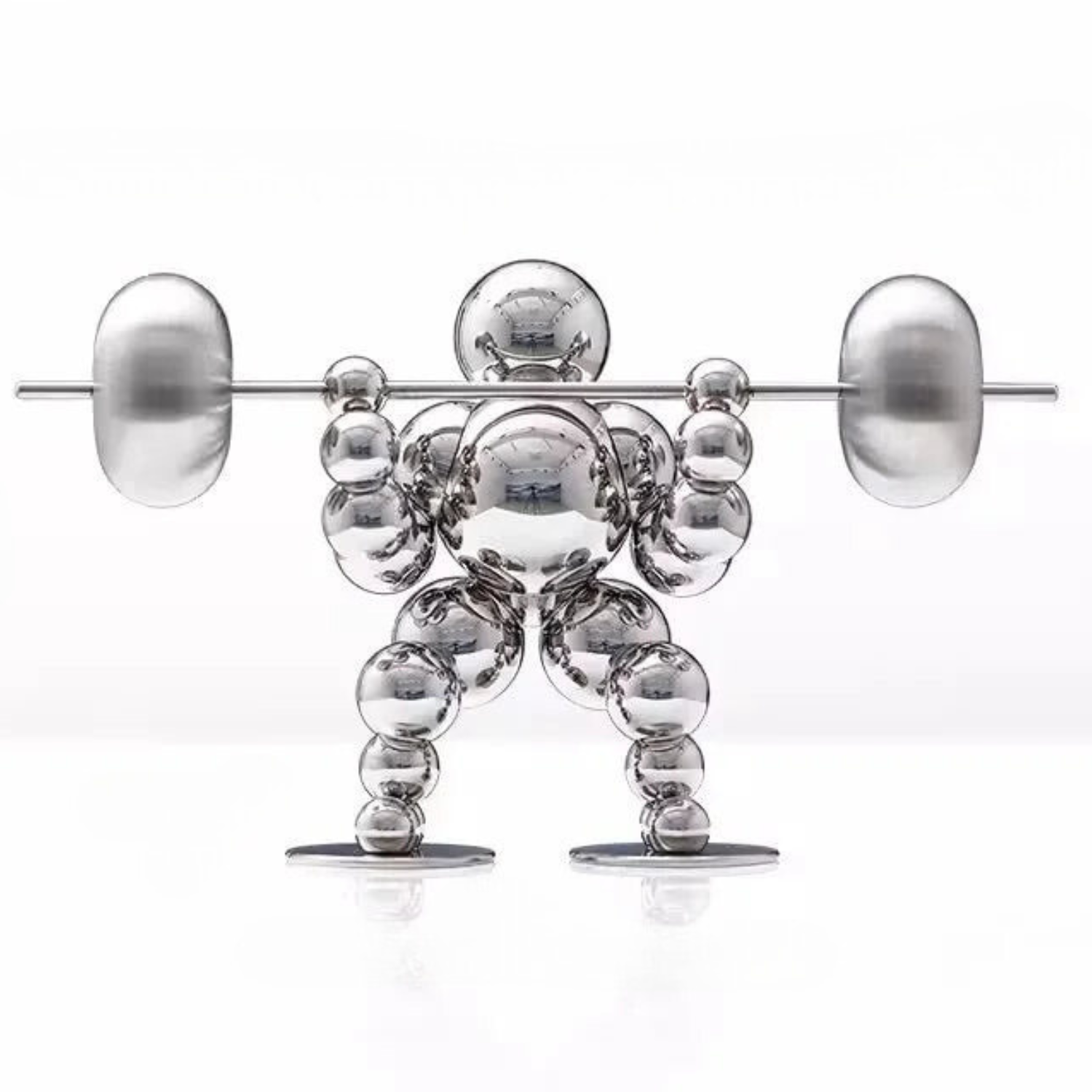 ArtZ® Abstract Weightlifter Stainless Steel Sculptures - Silver / Middle