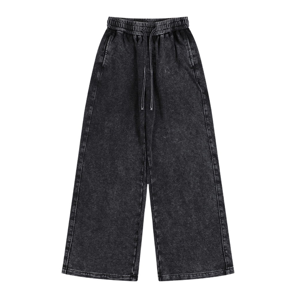 Washed Black Wide Leg Joggers