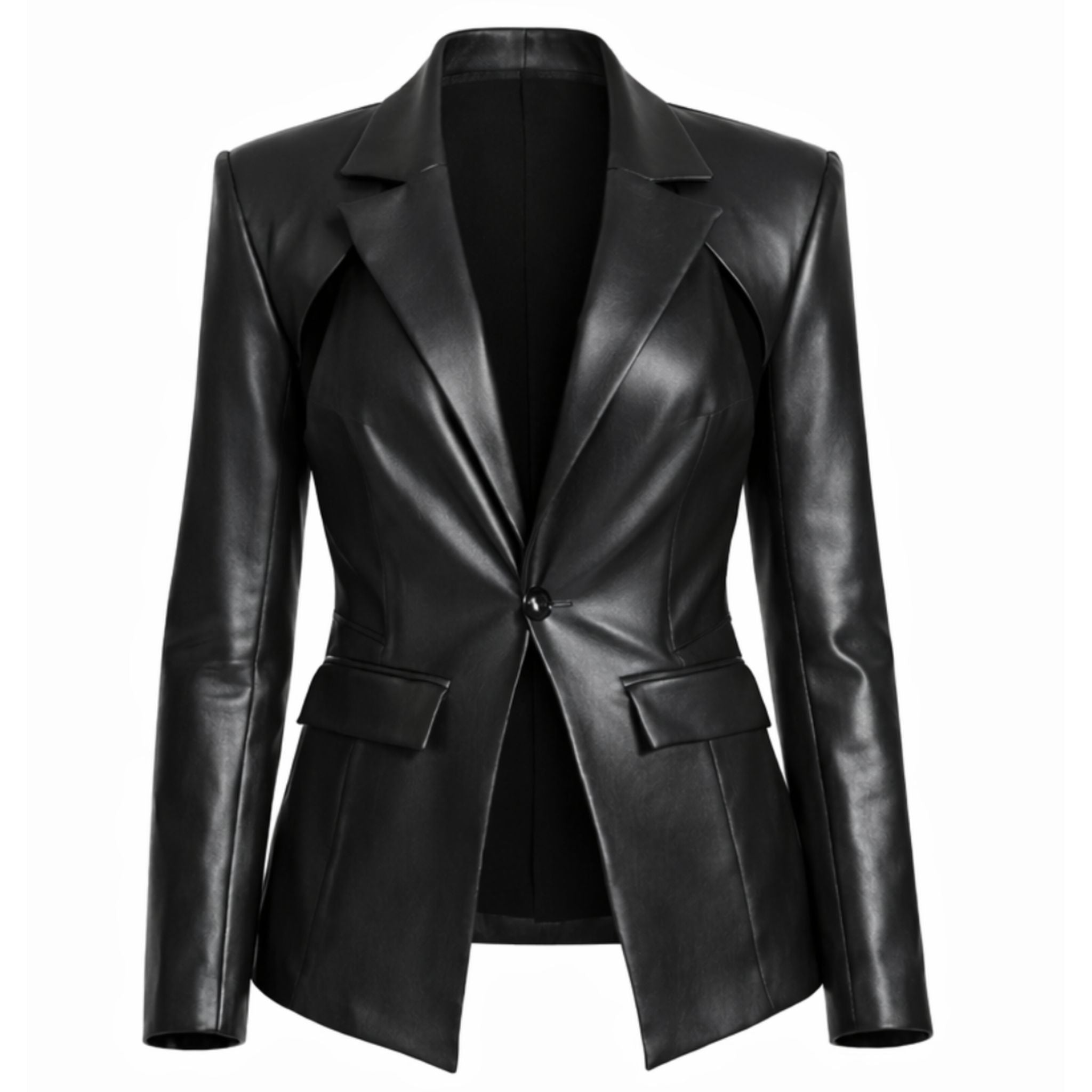 Vegan Leather Cut Out Blazer