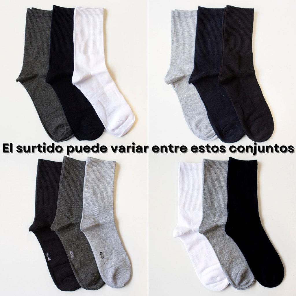 MVA | Pack de 3 Pares Surtidos de Calcetines Deportivos Unisex | Ricos en Algodón | Caña Alta