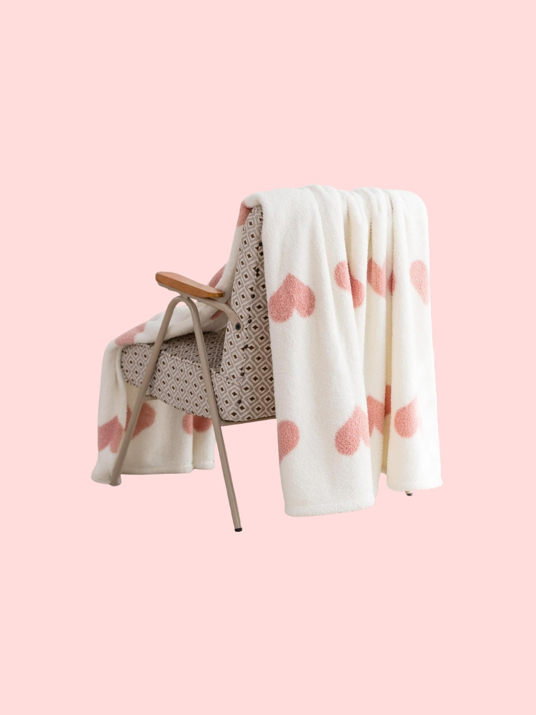 Amazon Best Selling Fleece Throw Blanket Pink Heart Pattern