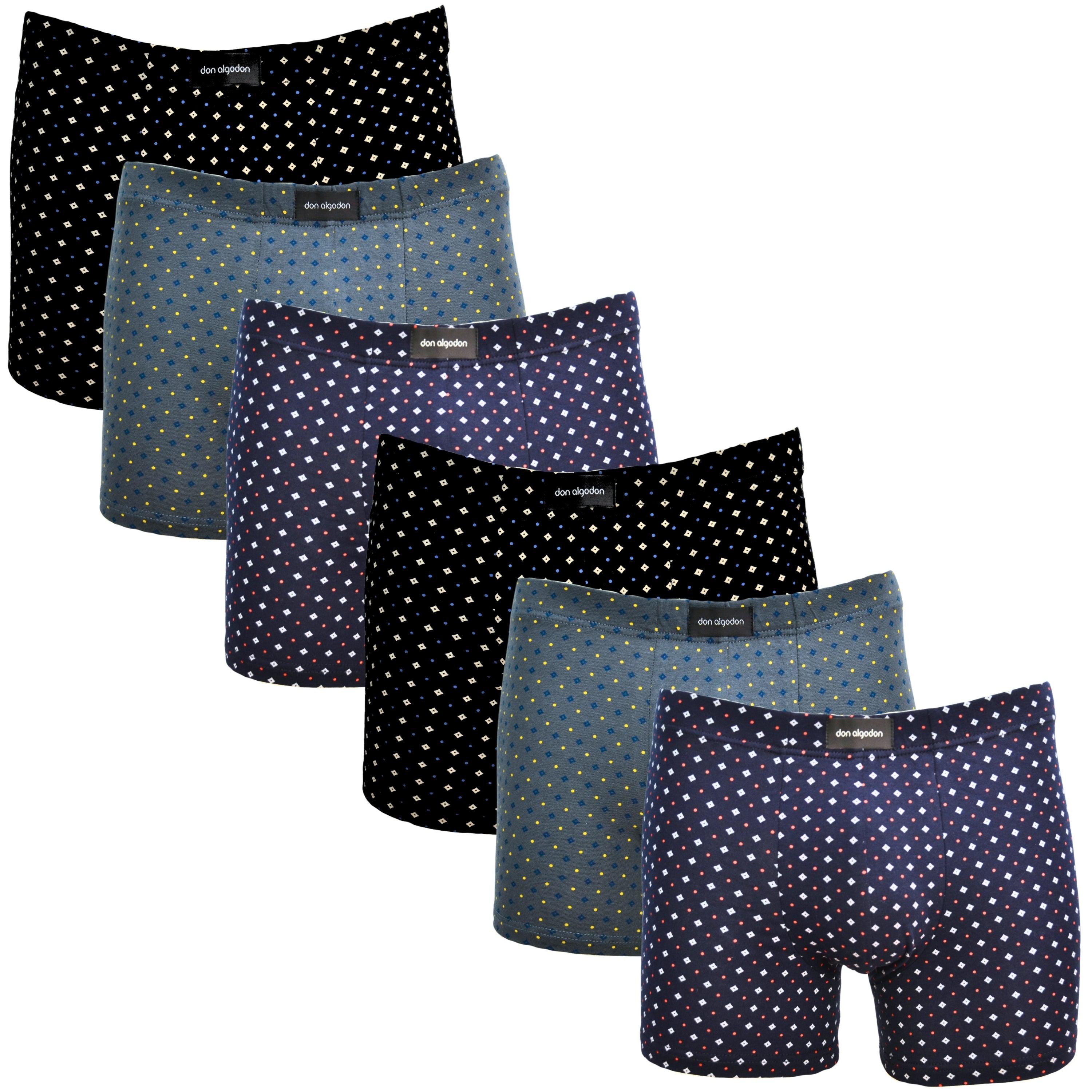 Don Algodon Premium | Pack 6 Boxers Hombre | Diseño estampado y minimalista | Suaves y cómodos para Uso Diario