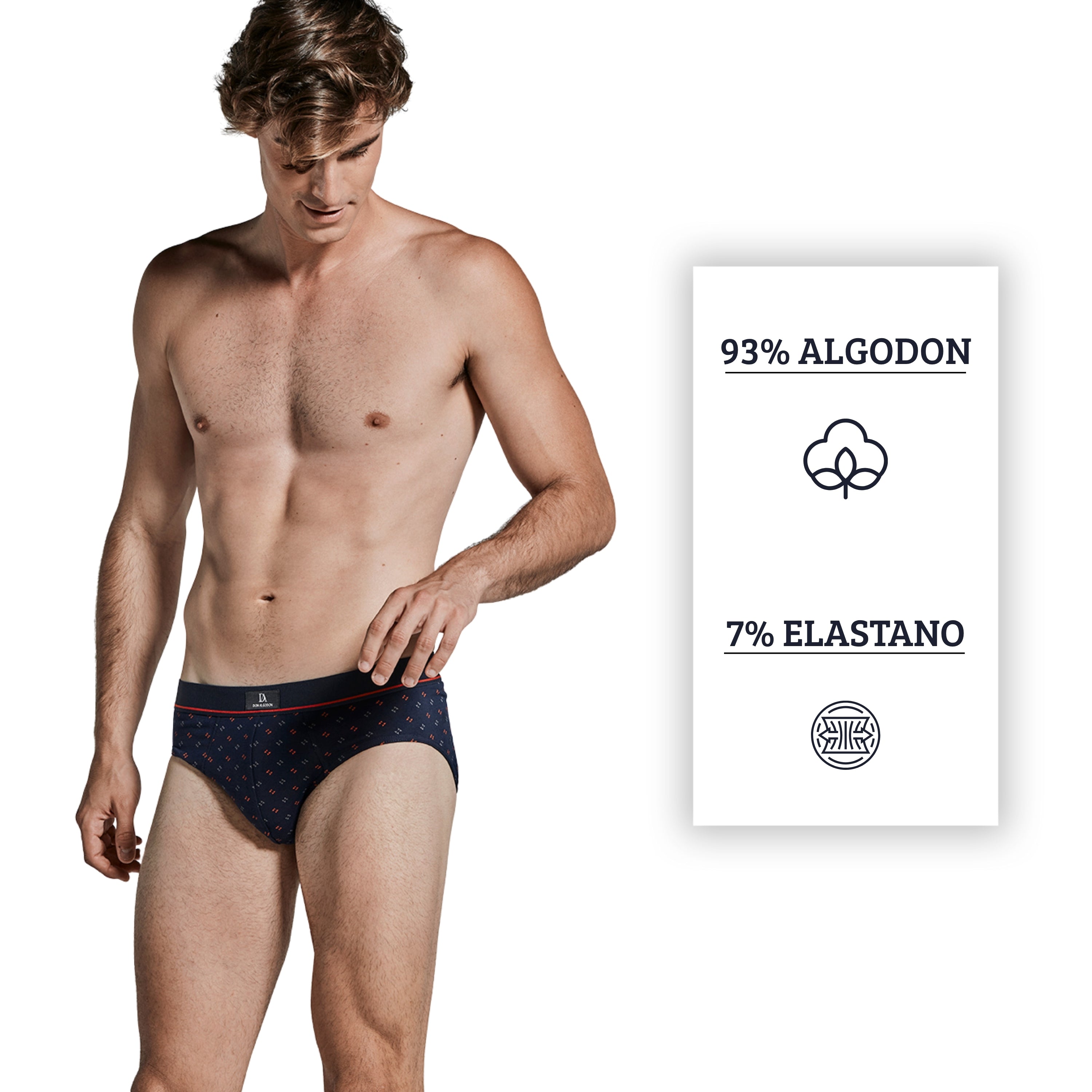 Don Algodon | Pack de 6 Slips Para Hombres Lisos y Estampados | Suaves y Transpirables | 93% Algodon | Para Uso Diario | 5 Tallas Disponibles | Maximo Confort
