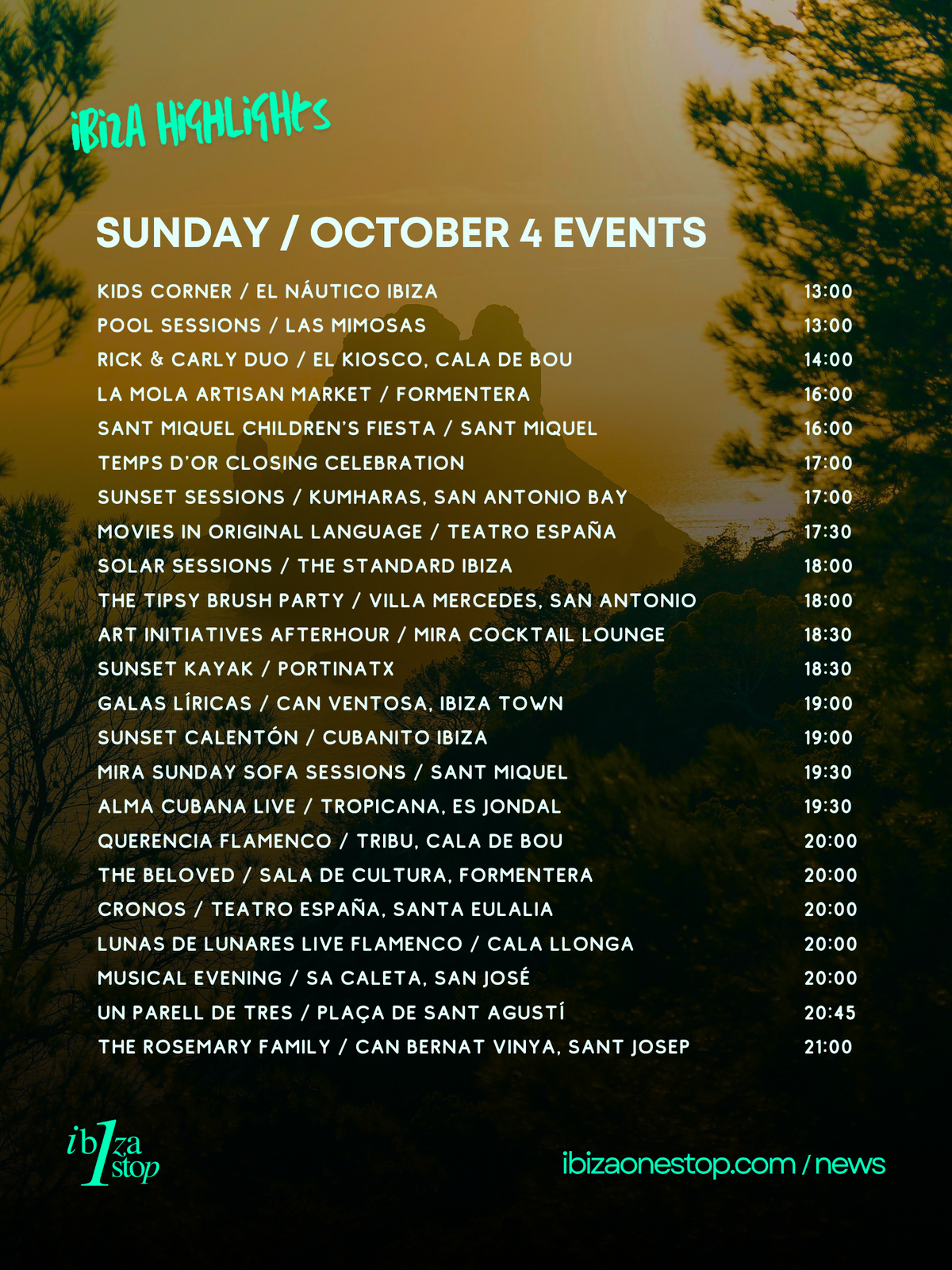 Sunday, October 4, 2026 Ibiza & Formentera Events: Posidonia Race, Sant Miquel, Markets, Live Music & More