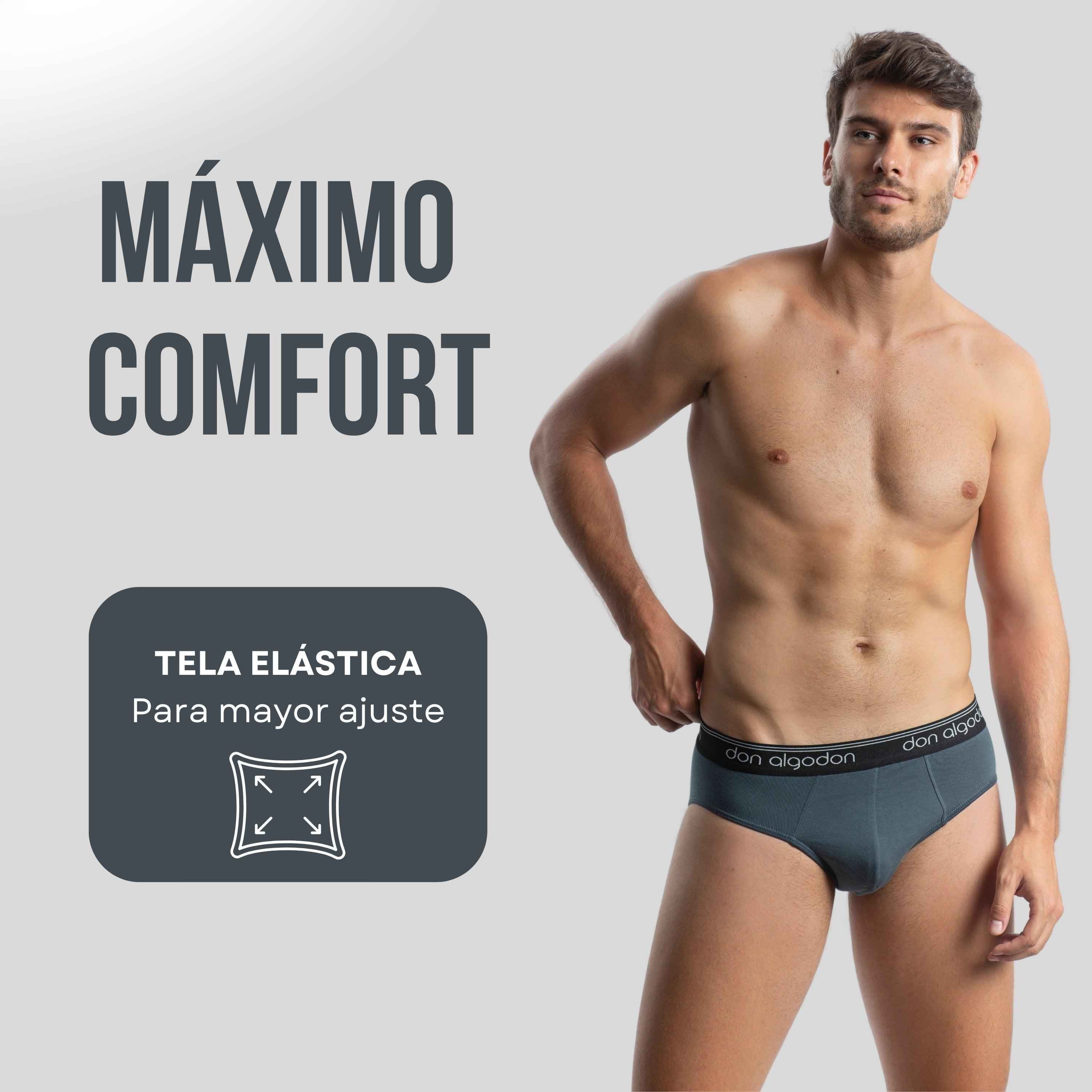 Don Algodon | Pack 6 Slips para Hombre Suaves | Transpirables y Resistentes | 1 Unidad por Color