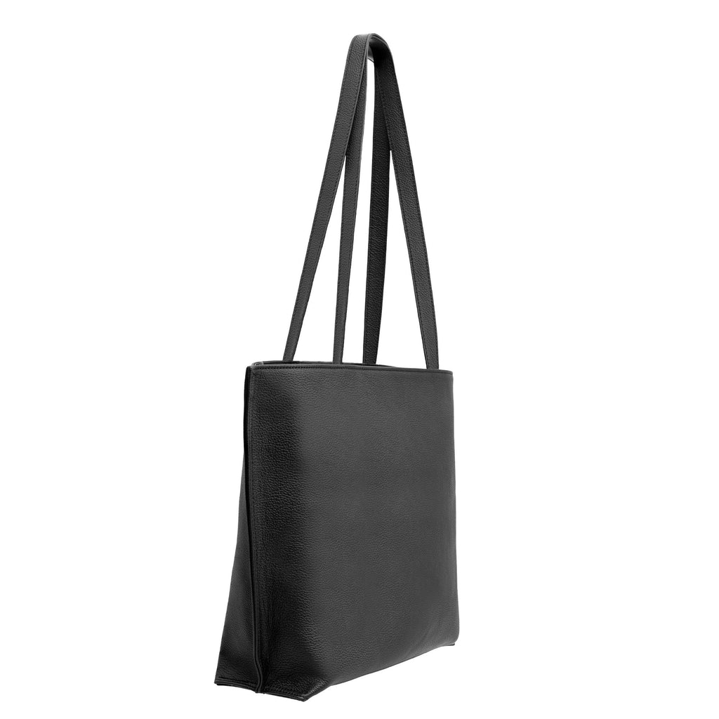 Black Leather Tote Bag - Alhambra Pattern Embossed