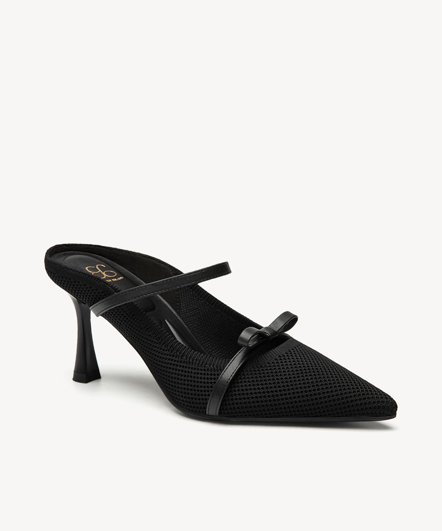 Elegant Bow Pointed Toe Heeled Mule - Black / US 7.5 | EU 38 | UK 5.5