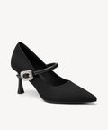EternalPace Shimmer Buckle Pointed Toe Heeled Pump - Black / US 6 | EU 36.5 | UK 4