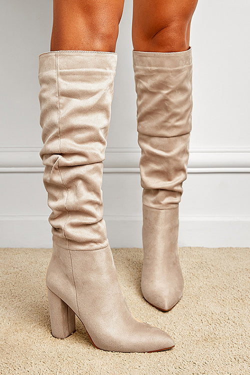 Pointed Toe Chunky Block High Boots
