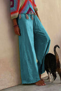 Solid Raw Hem Wide Leg Casual Pants