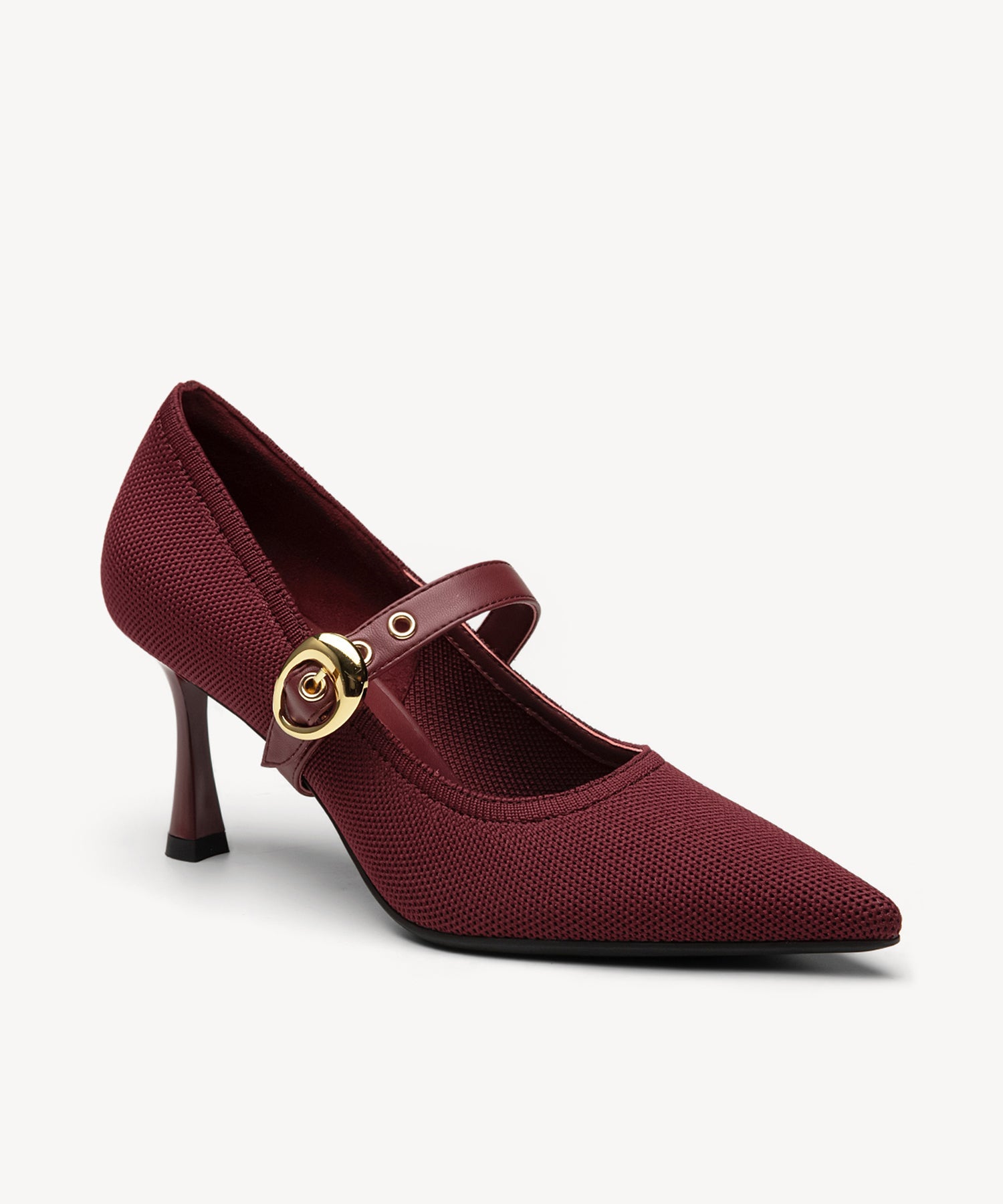 EternalPace Removable Strap Pointed Toe Heeled Pump - Burgundy / US 8 | EU 39 | UK 6