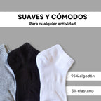 MVA | Pack de 3 Pares Surtidos de Calcetines Unisex | Ricos en Algodón con Rizo en la Planta | Tobilleros
