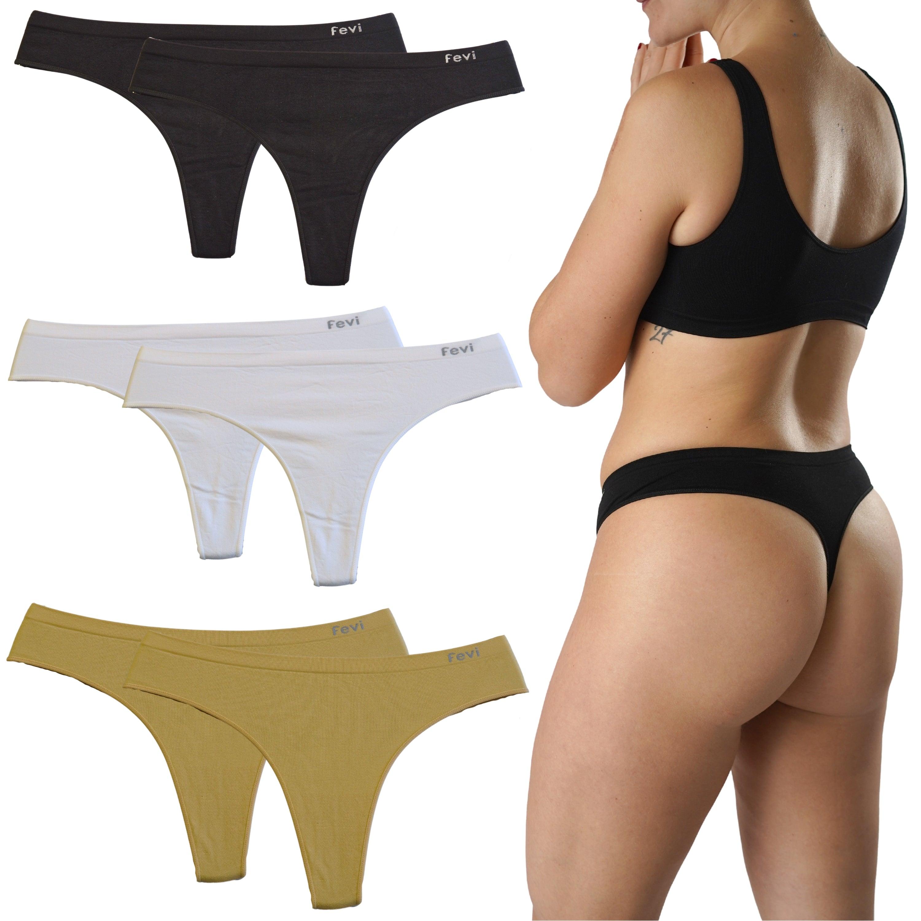 FEVI | Pack de 6 Tangas en 1 o 3 Colores Diferentes: Blanco, Negro y Beige | Talla Única: M-L