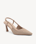 Minimalist Weave Pointed Toe Heeled Slingback - Apricot / US 6 | EU 36.5 | UK 4