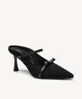 Elegant Bow Pointed Toe Heeled Mule - Black / US 11 | EU 42.5 | UK 9