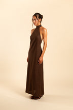 VESTIDO HALTER | MARRON