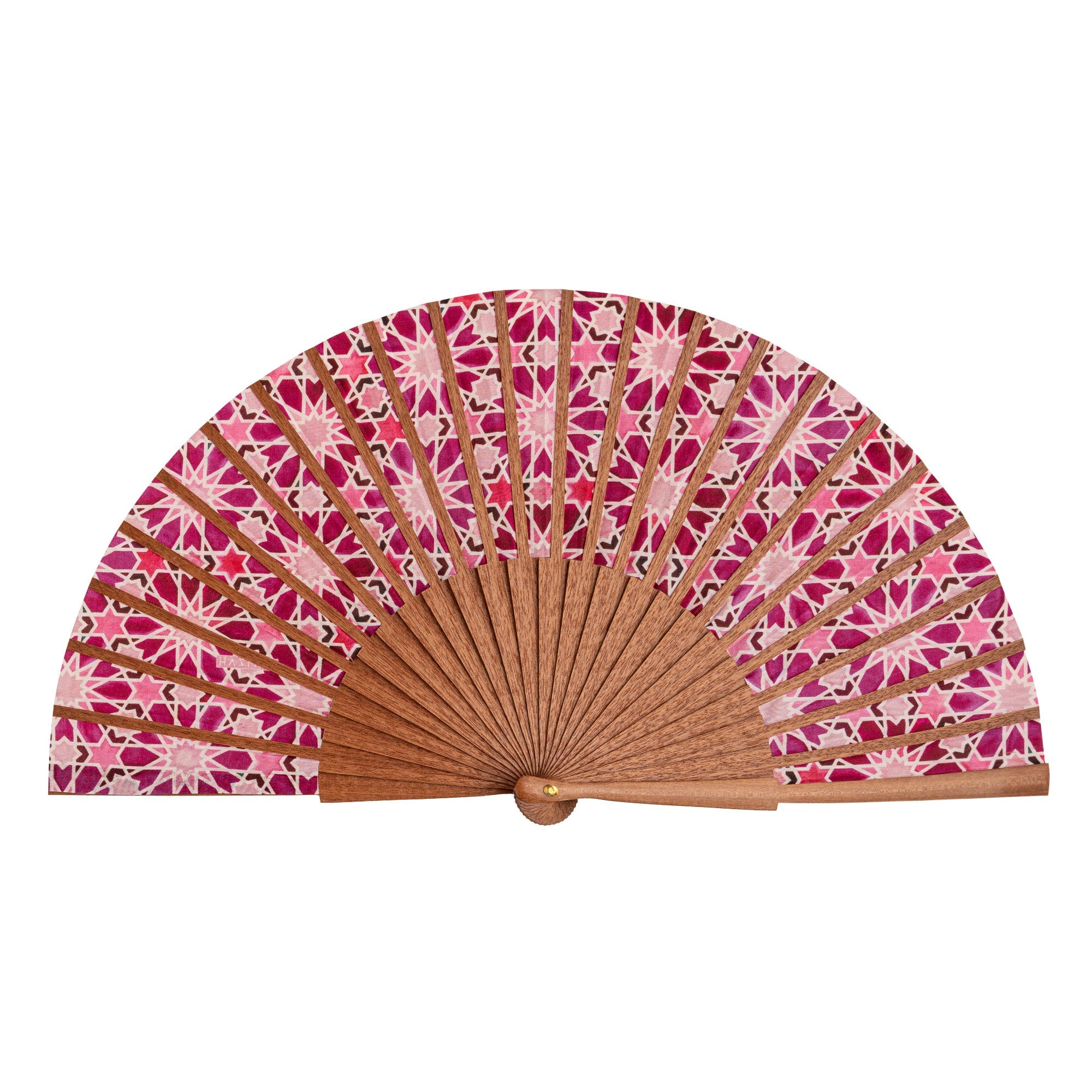Pink Silk hand fan Zellige