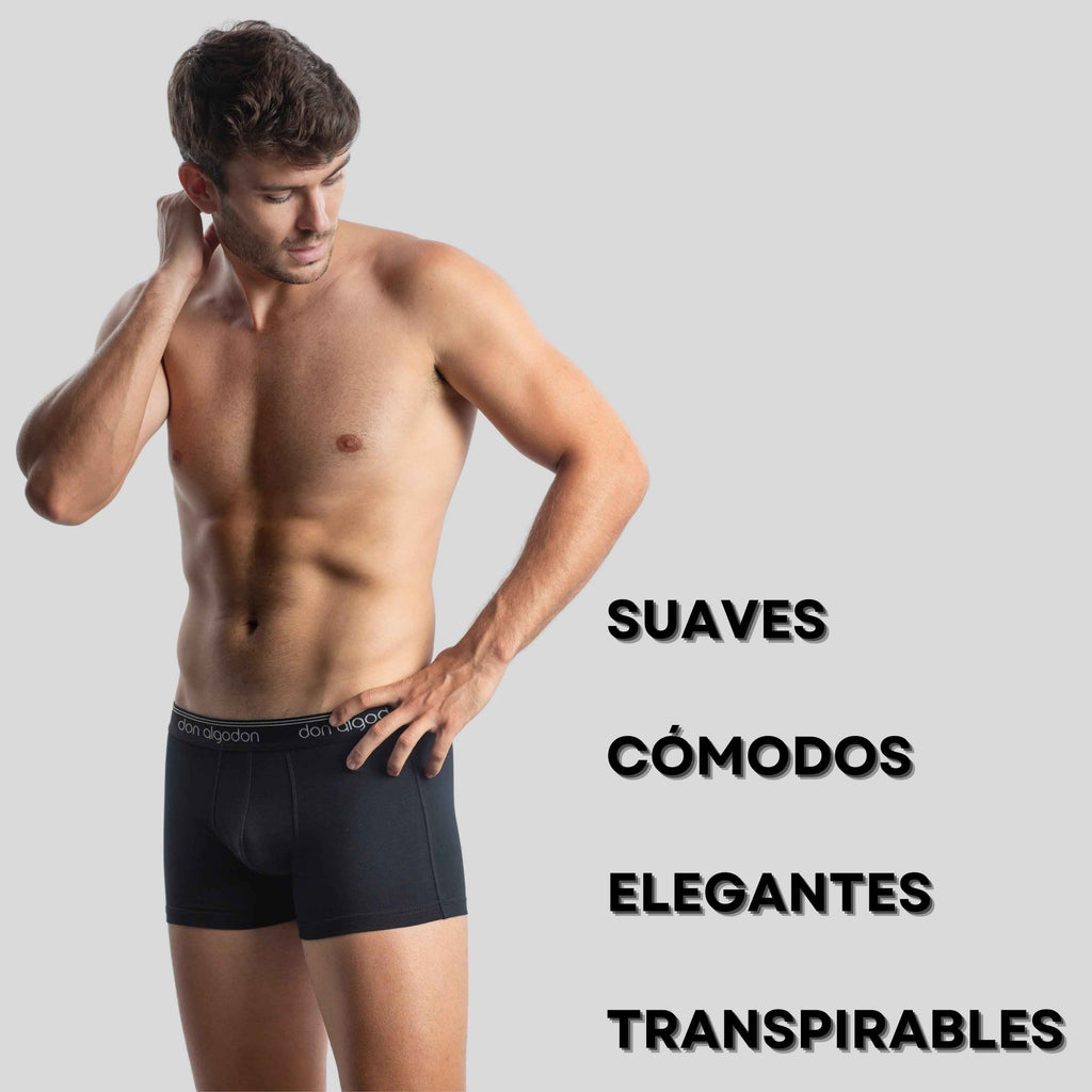 Don Algodon | Pack 6 Boxers Lisos para Hombre | Suaves y Transpirables