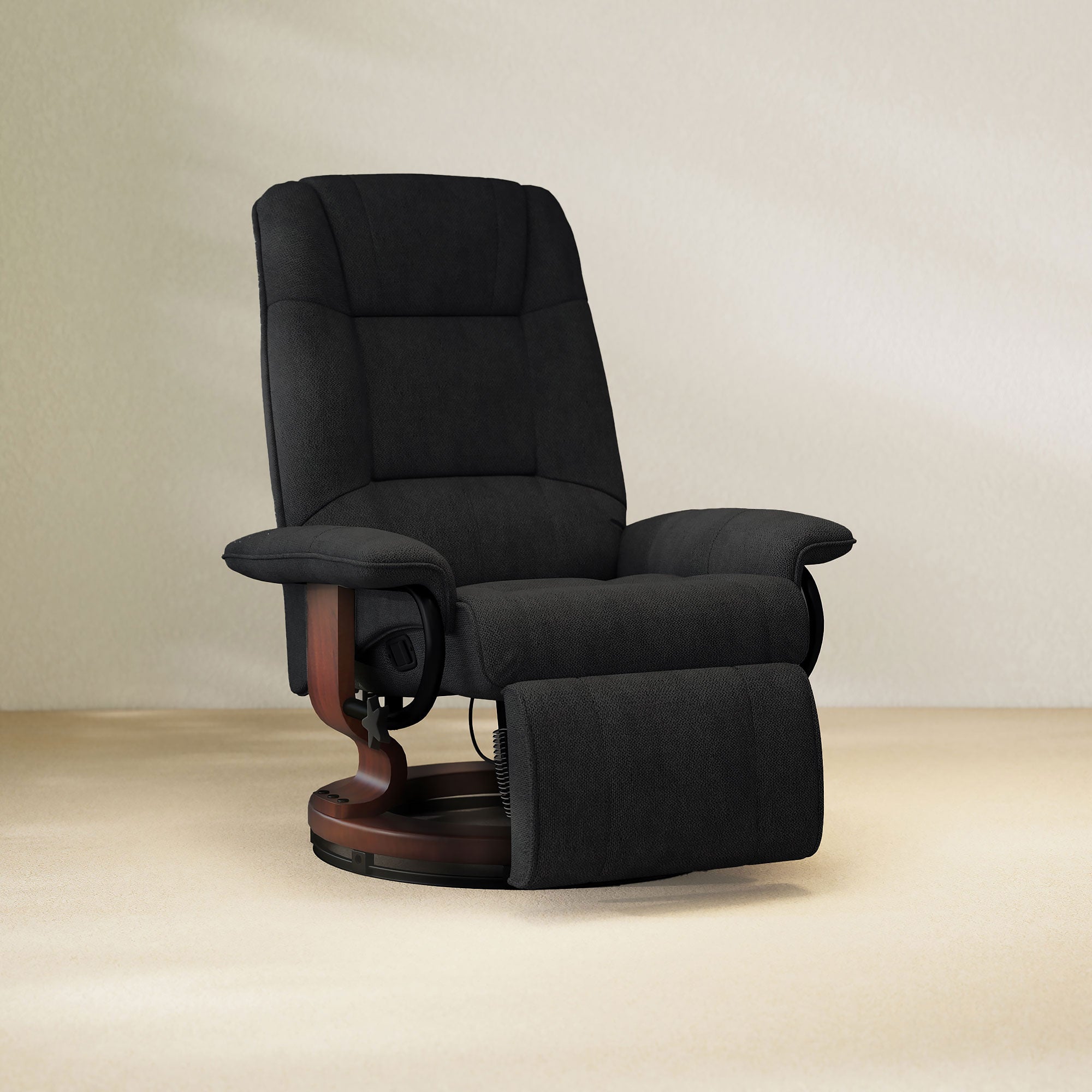 EaseRest Manual Recliner Chair with Linen-Like Upholstered & Wooden Base, Black